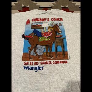 NWT Vintage 1993 Wrangler T-Shirt Sz XL “A Cowboy’s Couch can be his Favorite…”